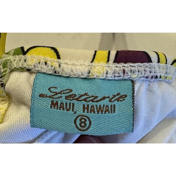 LETARTE Size 8 Floral Print Bikini Top Retro Halter Flower Power Swim Go Go - Picture 4 of 7